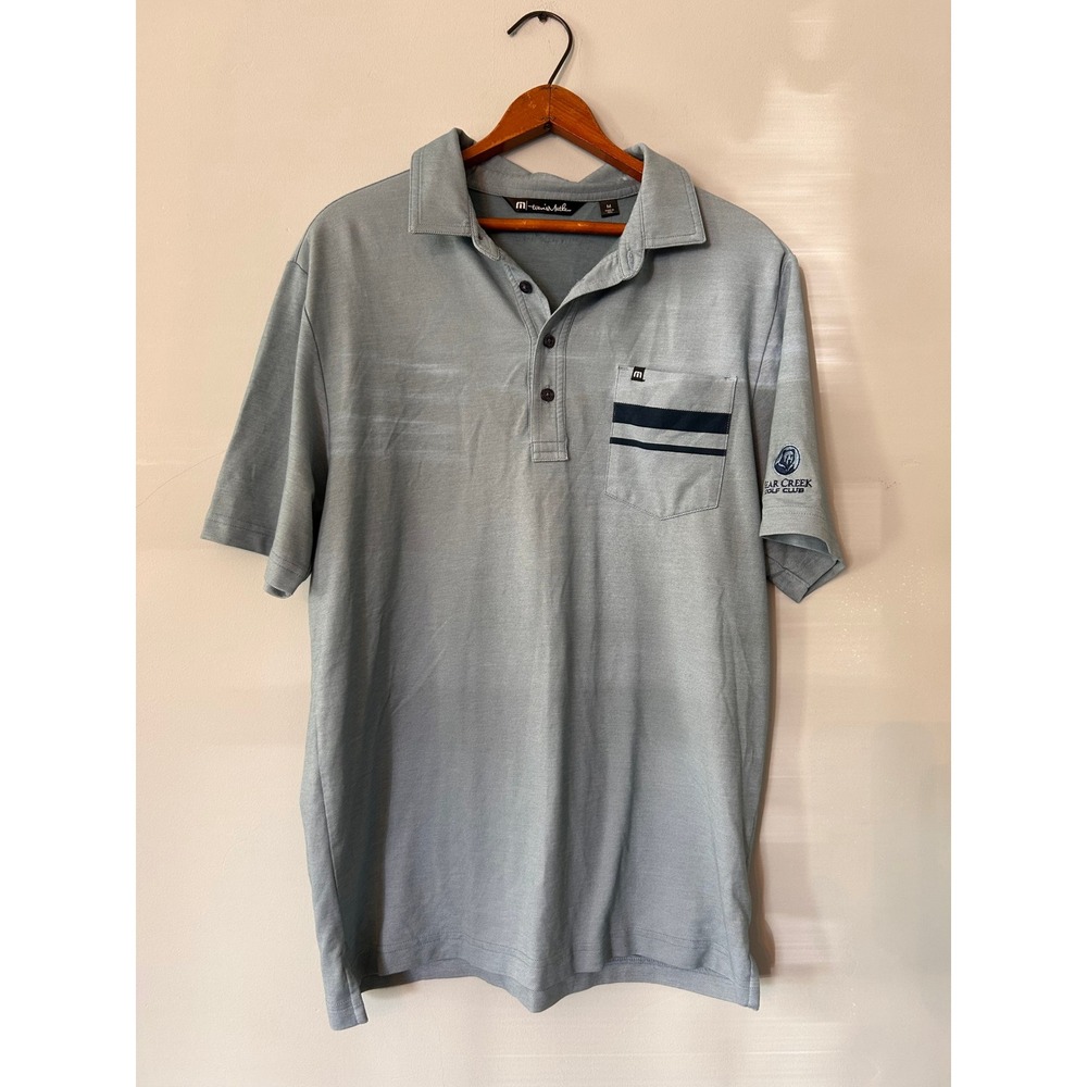 TravisMathew Mens Blue Bear Creek Golf Club Polo Shirt Size M Pima Cotton Blend